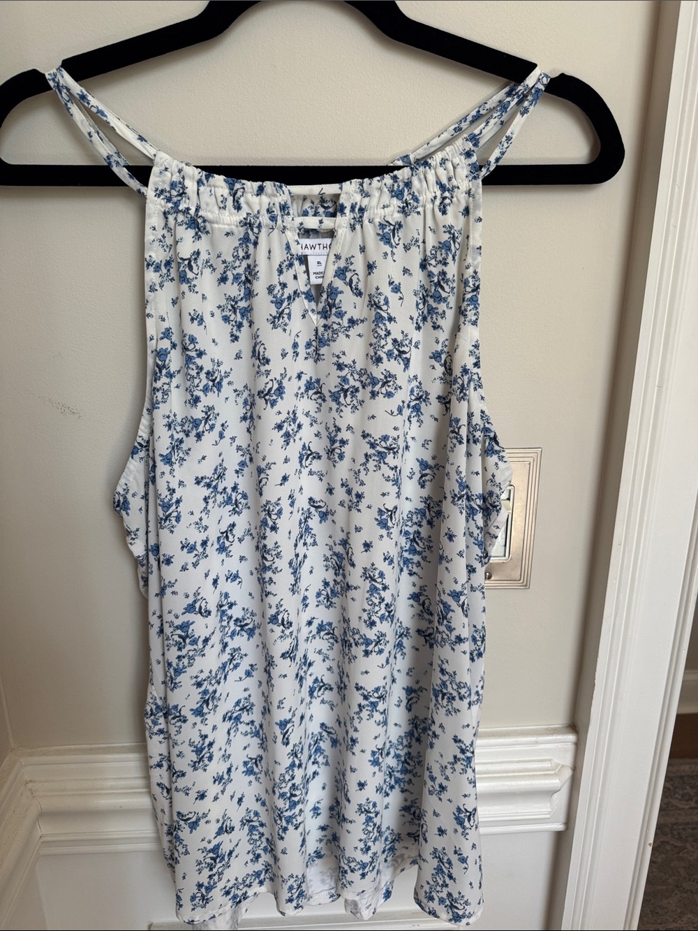 41 Hawthorn White Camisole with Blue Floral Print